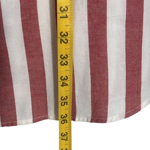 Red & White Striped Button-Down Nightshirt By Stars Above Long Sleeves Flannel L - Picture 9 of 11